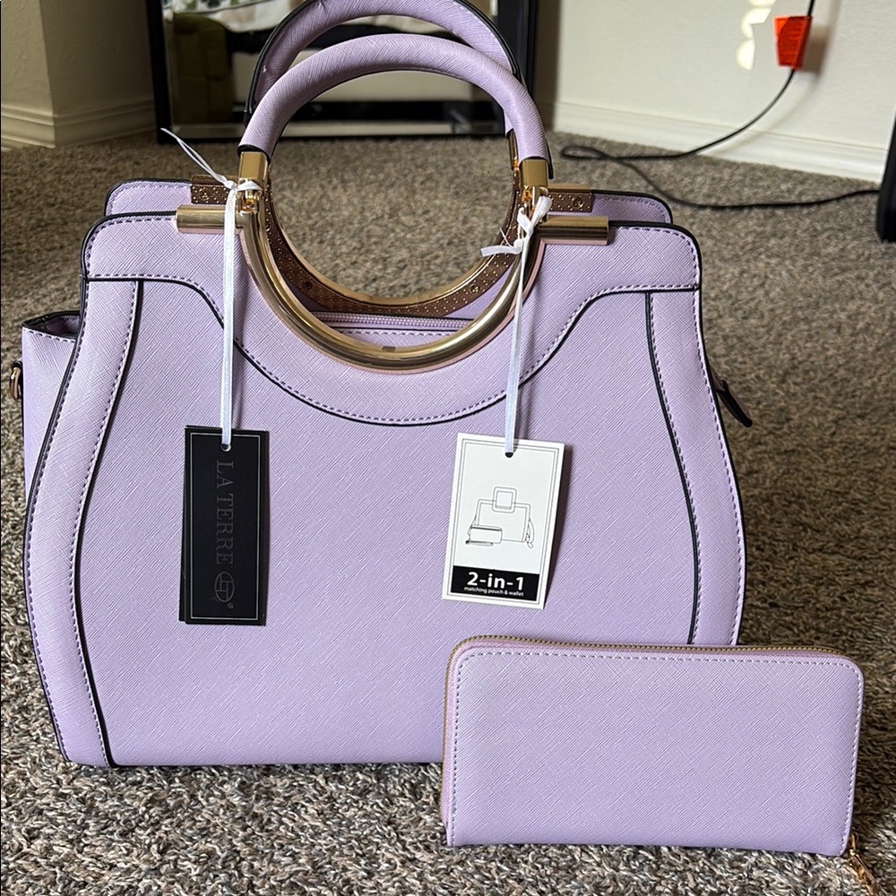 La Terre Lavendar 2 in 1 purse Top Handle bag